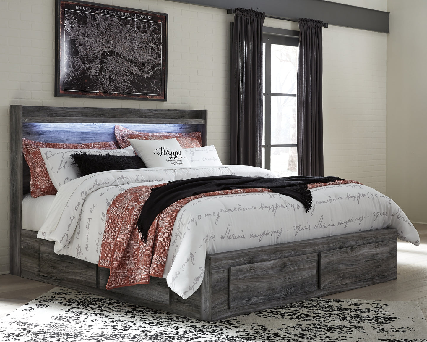 Baystorm Panel Bed With 6 Storage Drawers