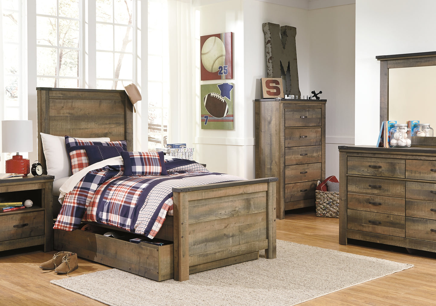 Trinell Panel Bed With 1 Large Storage Drawer