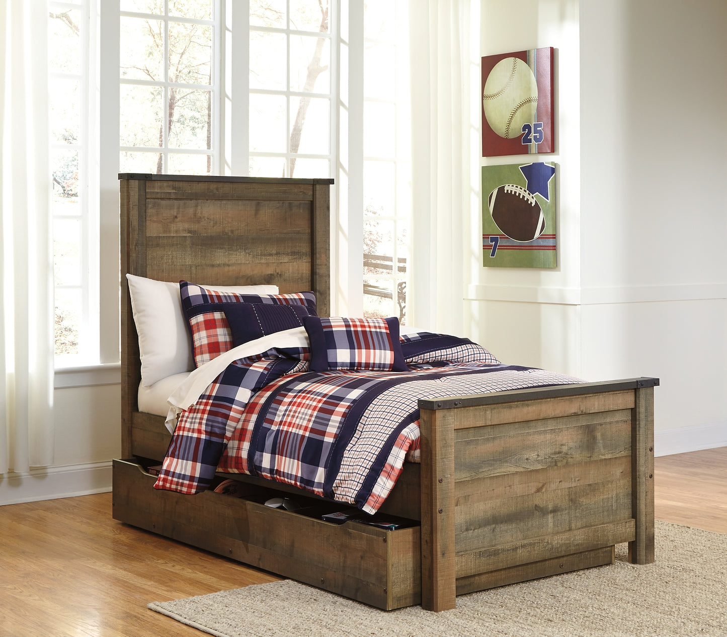 Trinell Panel Bed With 1 Large Storage Drawer