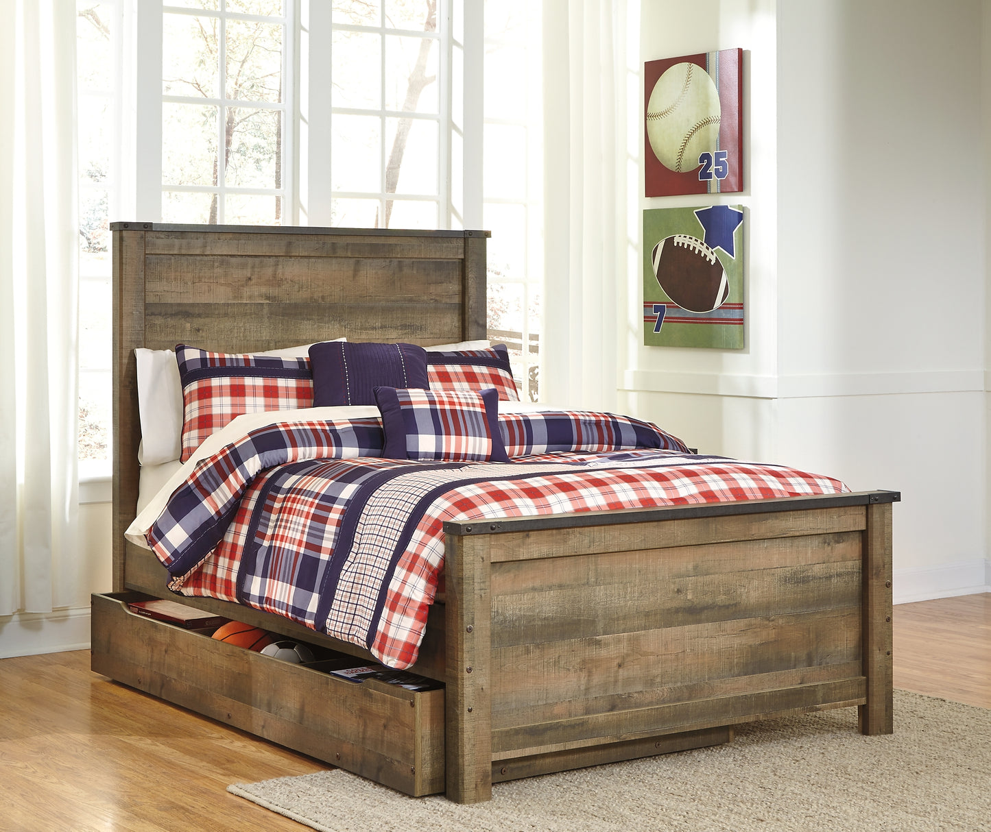 Trinell Panel Bed With 1 Large Storage Drawer