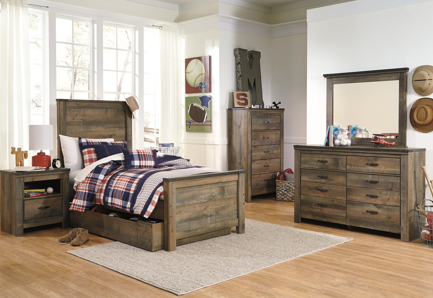 Trinell Panel Bed With 1 Large Storage Drawer