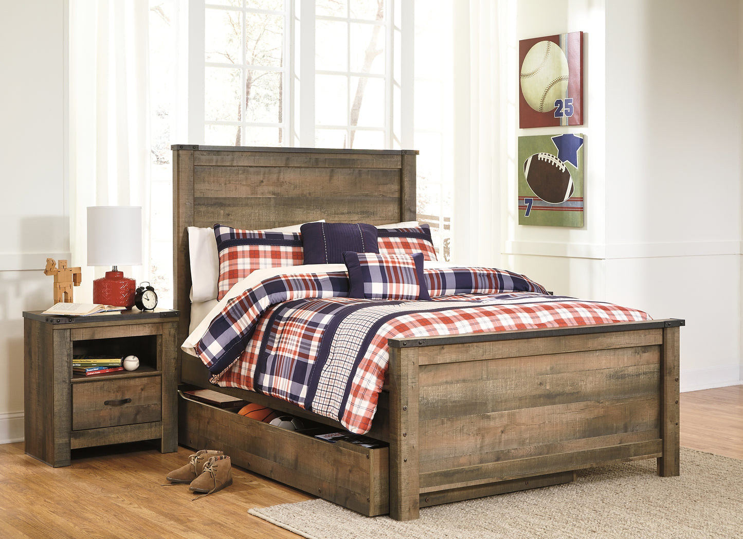 Trinell Panel Bed With 1 Large Storage Drawer