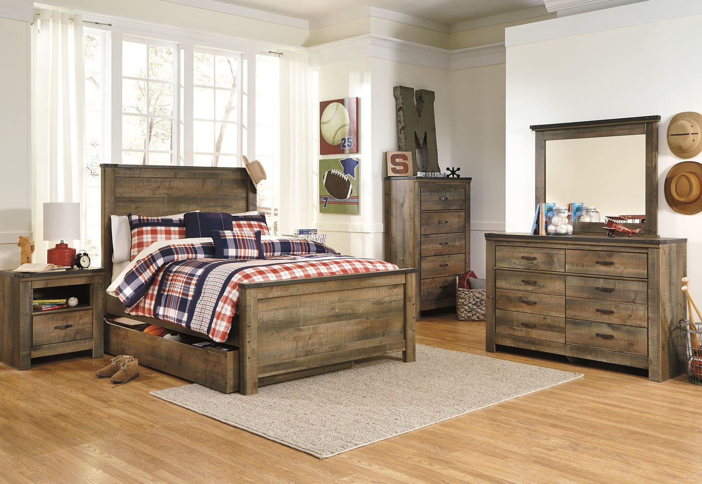 Trinell Panel Bed With 1 Large Storage Drawer