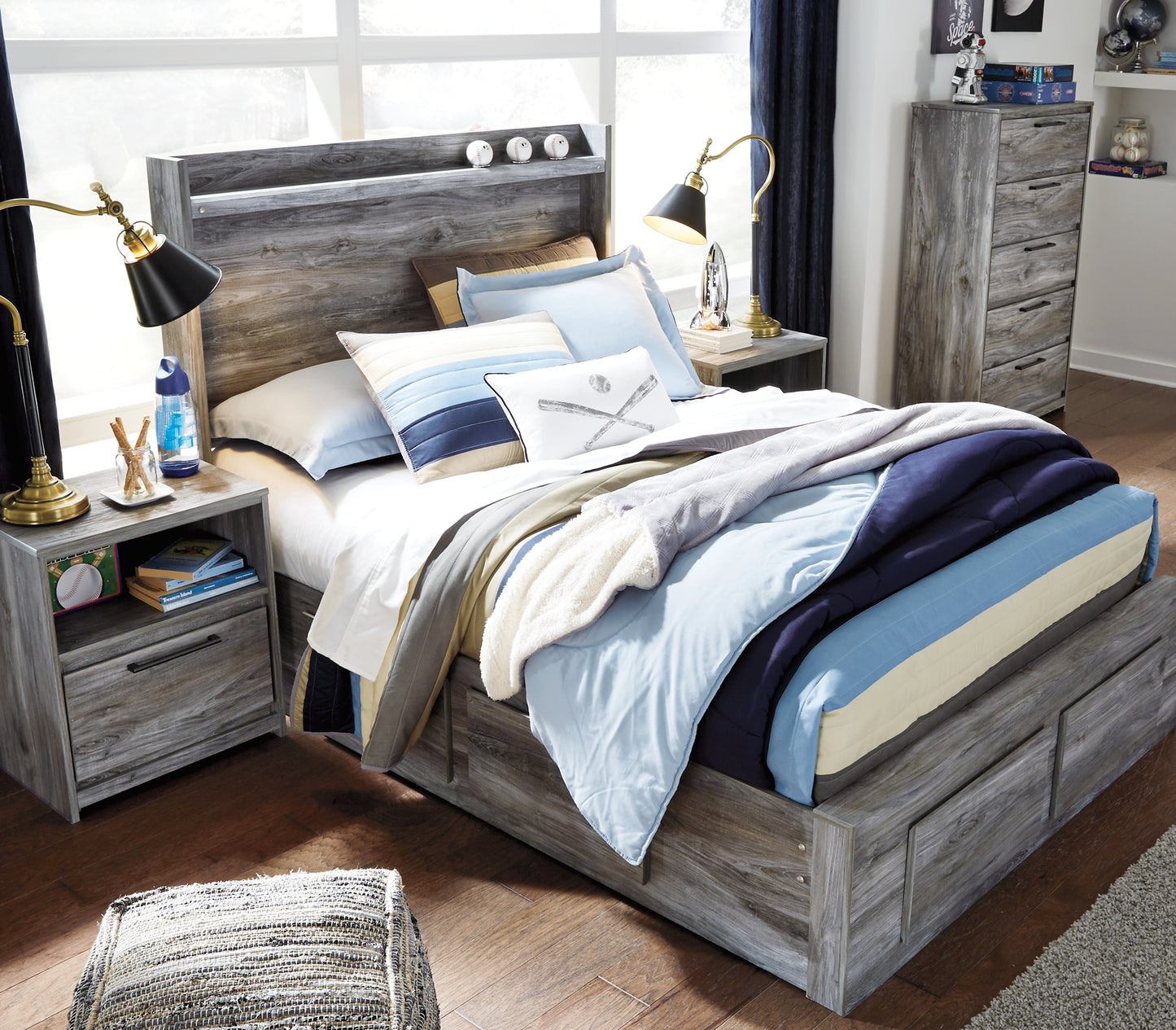 Baystorm Panel Bed With 6 Storage Drawers