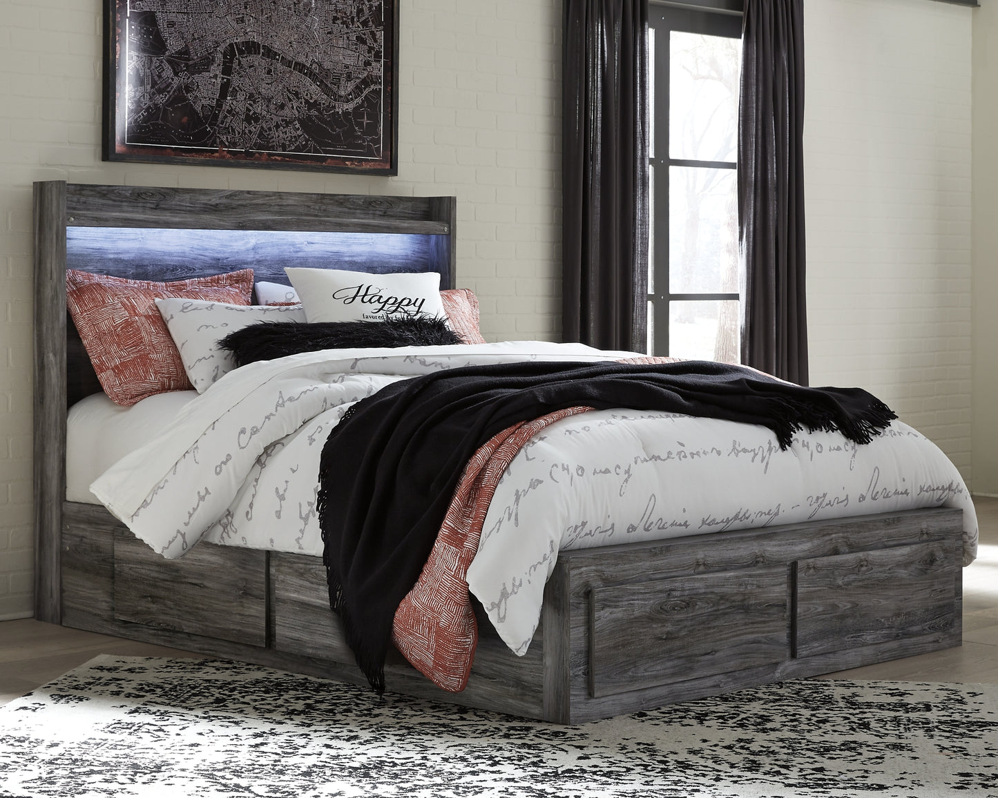 Baystorm Panel Bed With 6 Storage Drawers