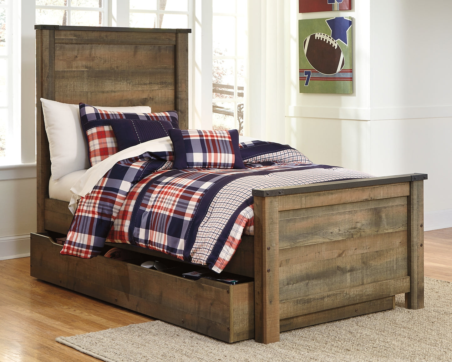 Trinell Panel Bed With 1 Large Storage Drawer