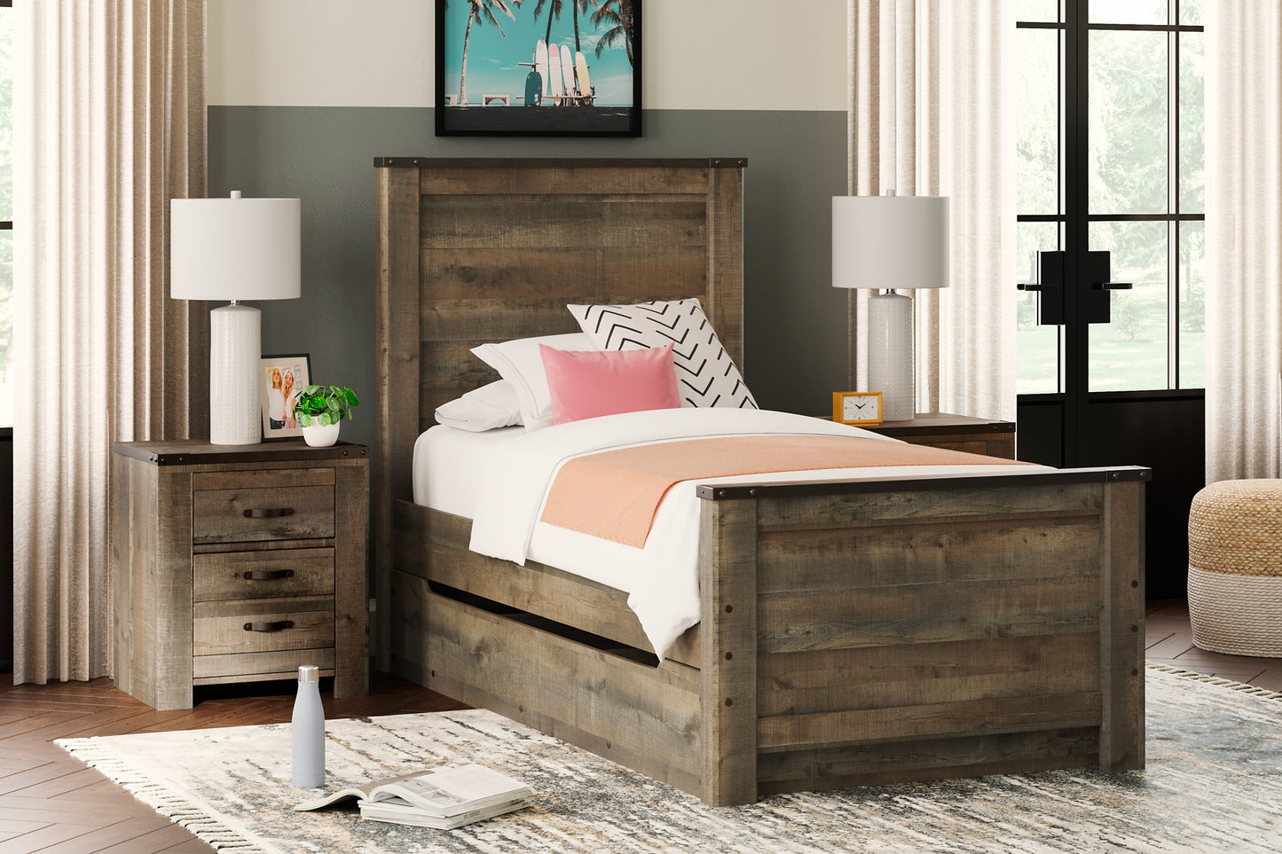 Trinell Panel Bed With 1 Large Storage Drawer