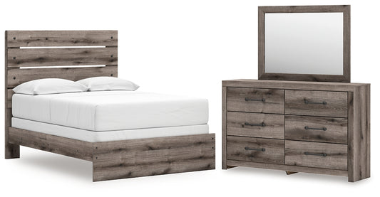 Graystorm Full Panel Bed with Mirrored Dresser