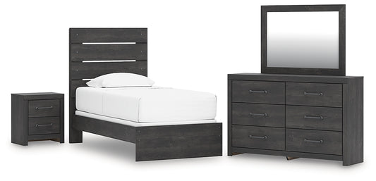 Hollivern Twin Panel Bed, Dresser, Mirror and Nightstand