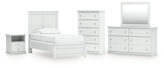 Bostwick Shoals Twin Panel Bed, Dresser, Mirror, Chest and Nightstand