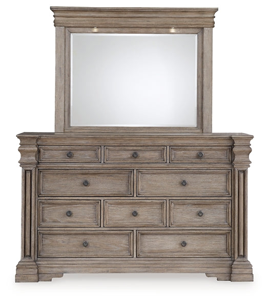 Blairhurst Queen Panel Bed with Mirrored Dresser and Chest