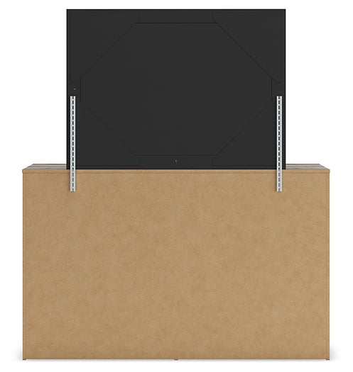 Graystorm King Panel Bed with Mirrored Dresser and Chest