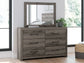 Graystorm Full Panel Bed with Storage with Mirrored Dresser