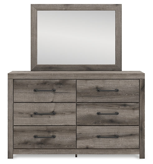 Graystorm Queen Panel Bed with Mirrored Dresser