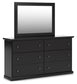 Maribel Full Panel Bed with Mirrored Dresser and Chest