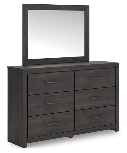 Hollivern Twin Panel Bed with Storage with Mirrored Dresser and Chest