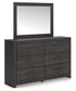 Hollivern Twin Panel Bed with Storage with Mirrored Dresser and Chest