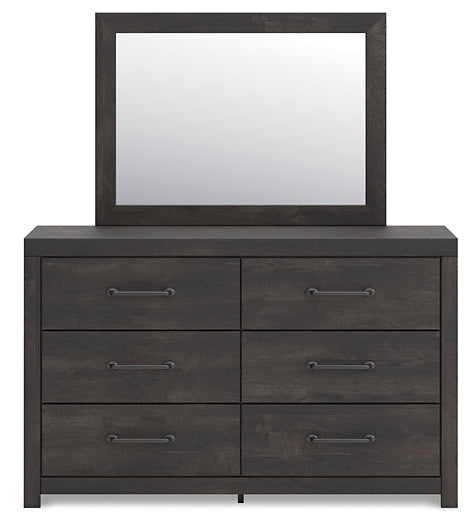 Hollivern Twin Panel Storage Bed with Mirrored Dresser