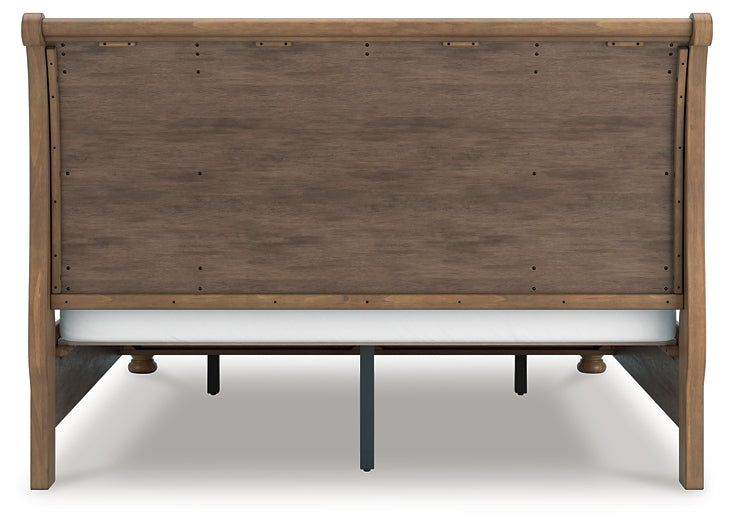 Feddinger King Storage Sleigh Bed with Mirrored Dresser and Chest