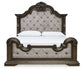 Maylee California King Upholstered Bed with Mirrored Dresser and Chest