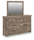 Rusticott Queen Panel Bed with Mirrored Dresser