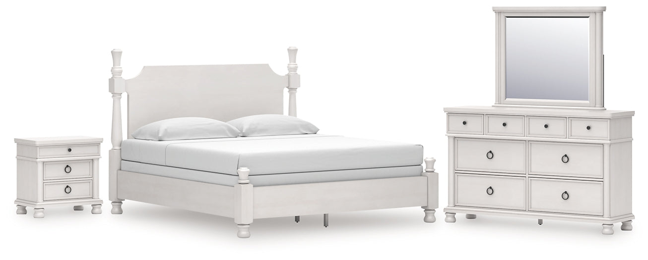 Rowlenstown King Poster Bed, Dresser, Mirror and Nightstand