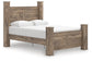 Rusticott Queen Poster Bed with Mirrored Dresser and Nightstand