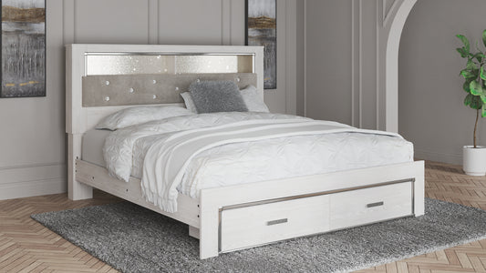 Altyra Queen Upholstered Bookcase Bed with Storage